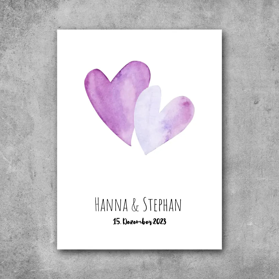 Aquarell Herz - Leinwand