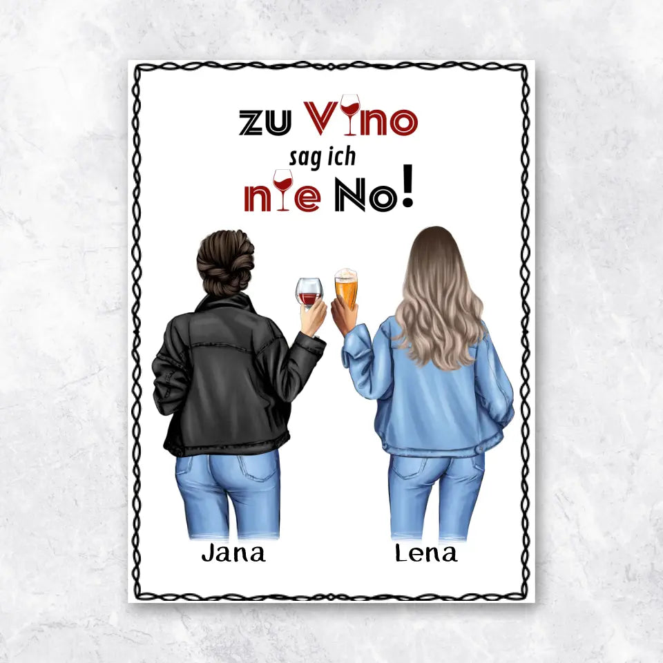 Freundinnen mit Getränk - Poster