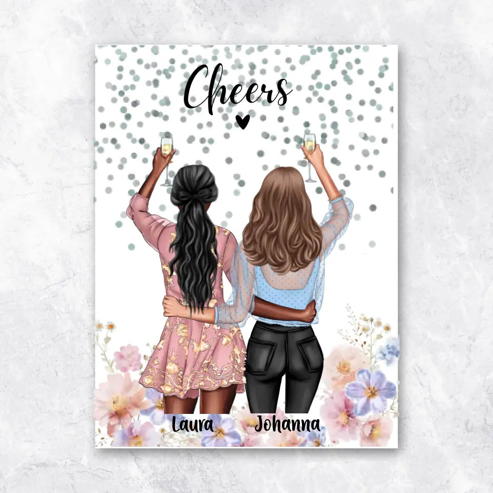 Freundinnen mit Drinks - Poster