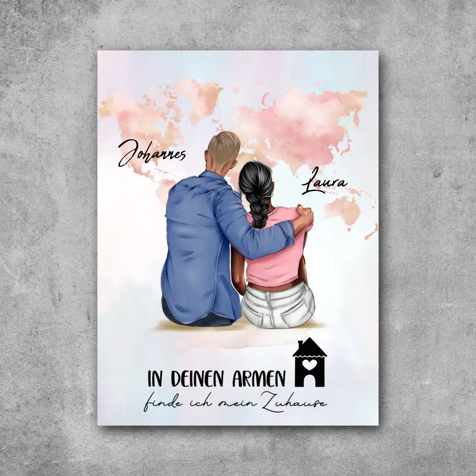 Paar am Strand - Leinwand