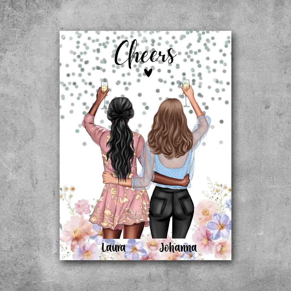 Freundinnen mit Drinks - Leinwand