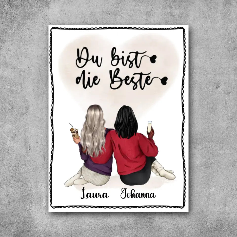 Beste Freundinnen Herz - Leinwand