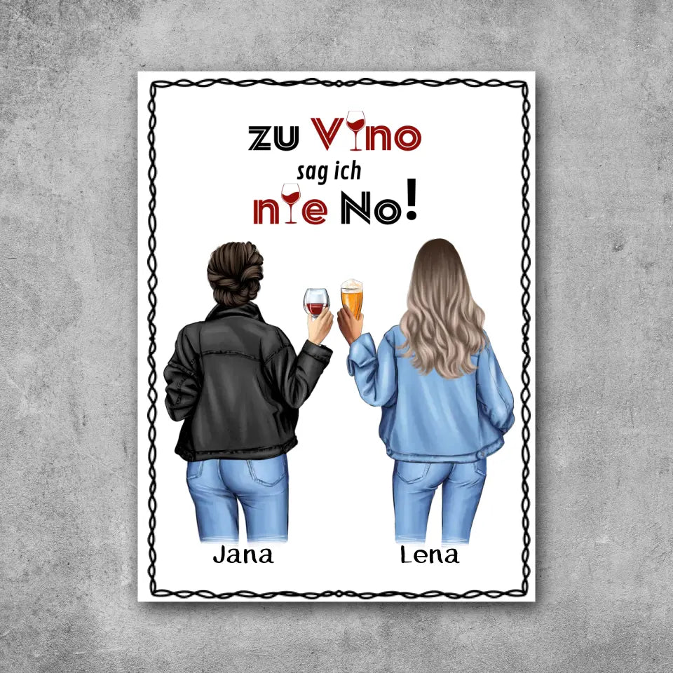 Freundinnen mit Getränk - Leinwand