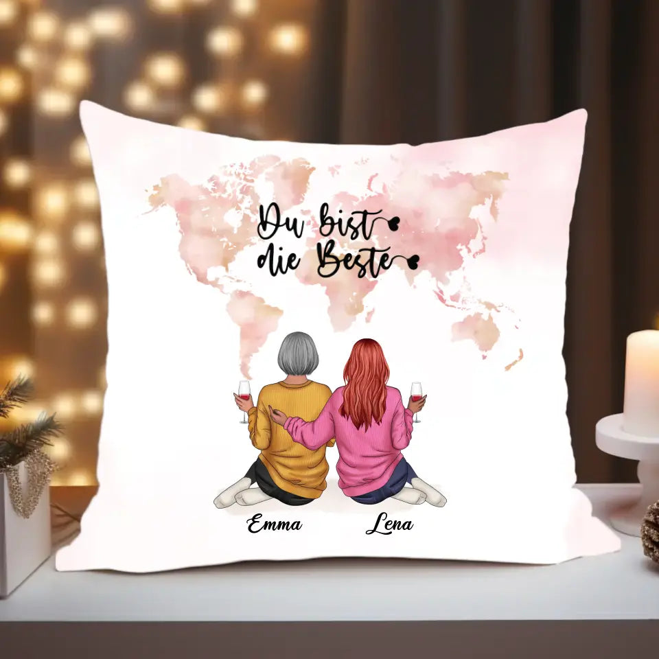 Freundinnen mit Drink Weltkarte - Kissen