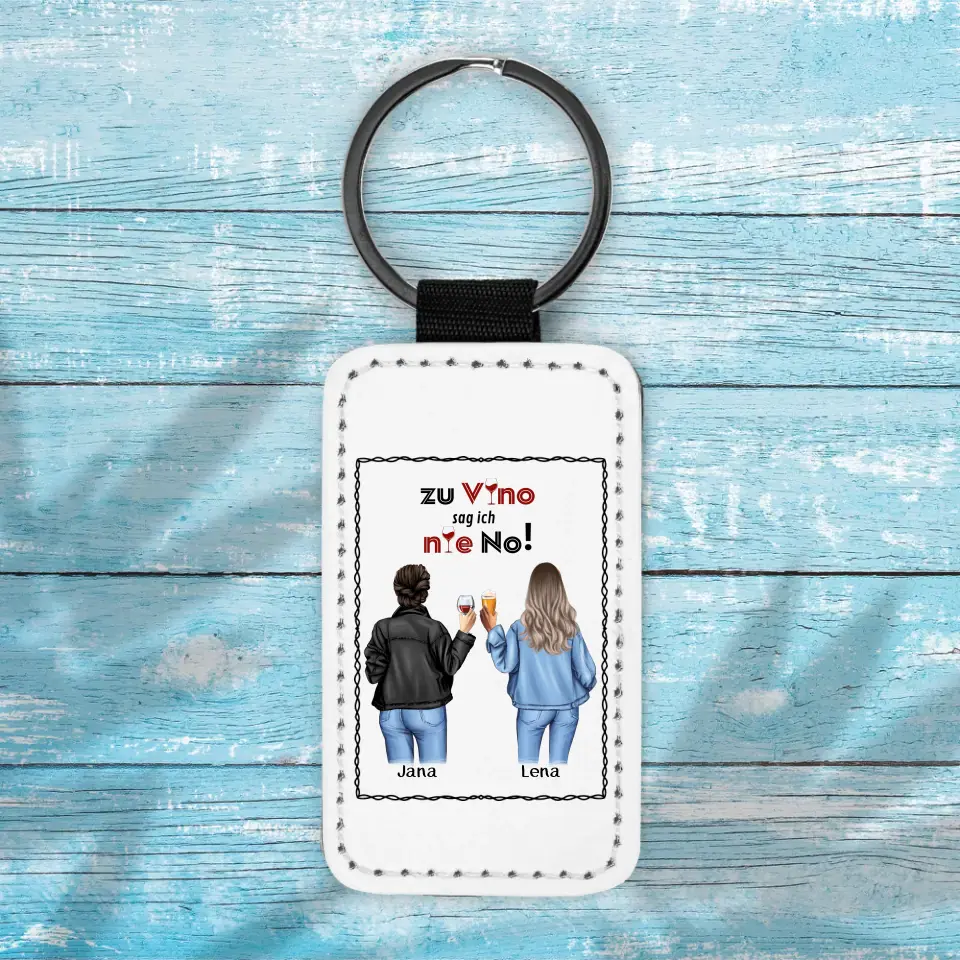 Freundinnen mit Getränk - Schlüsselanhänger
