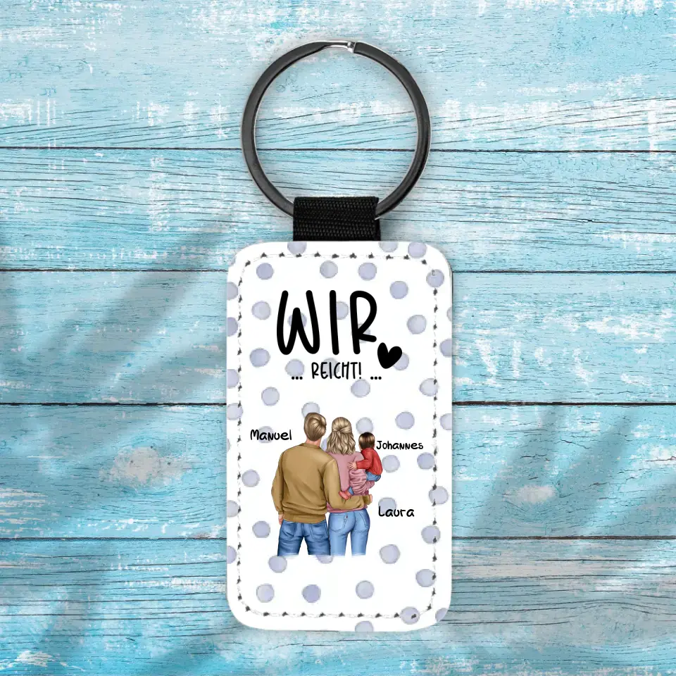 Familie im Winter - Schlüsselanhänger