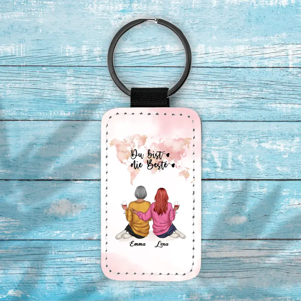 Freundinnen mit Drink an Weihnachten - Schlüsselanhänger