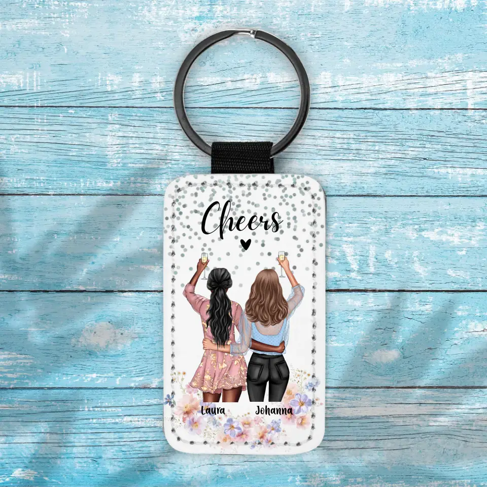 Freundinnen mit Drinks - Schlüsselanhänger