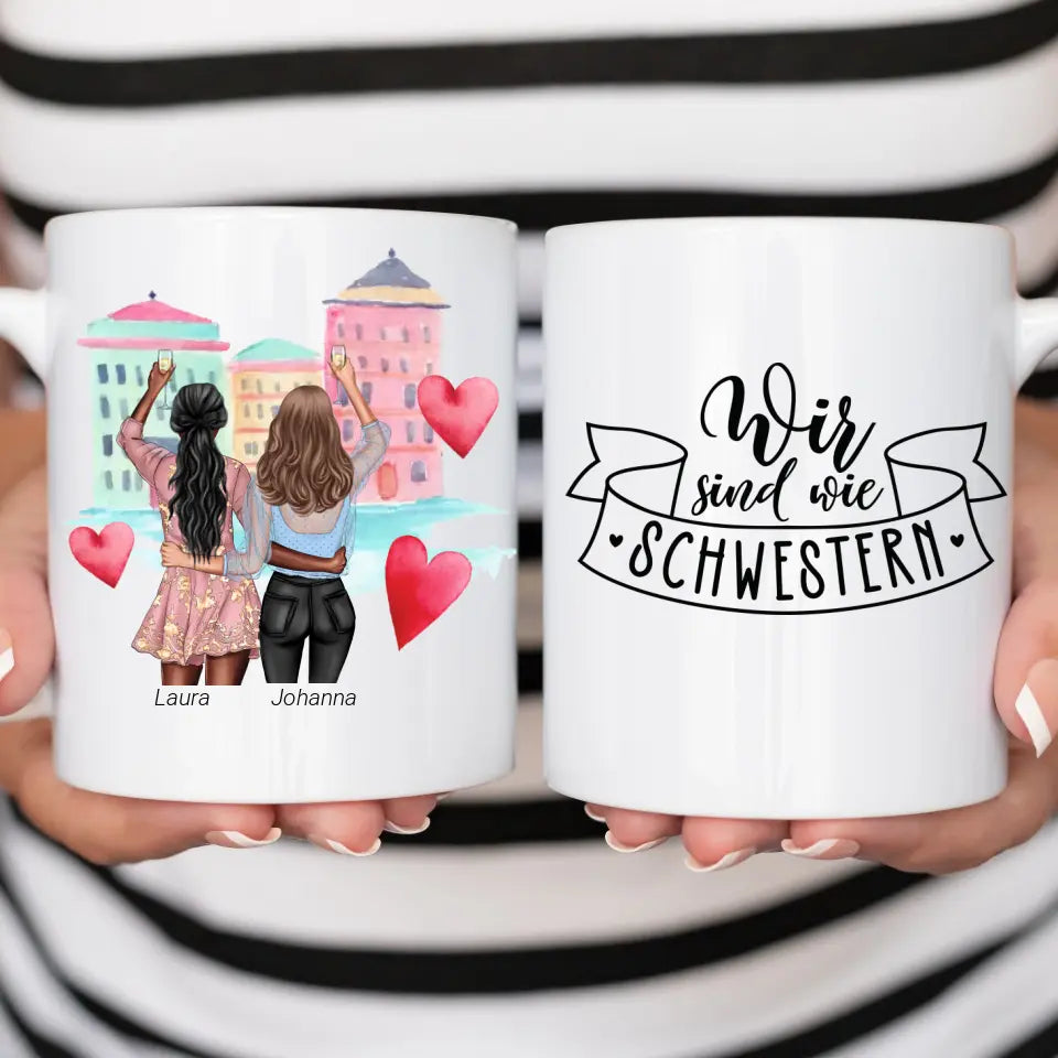Freundinnen mit Drinks - Tasse
