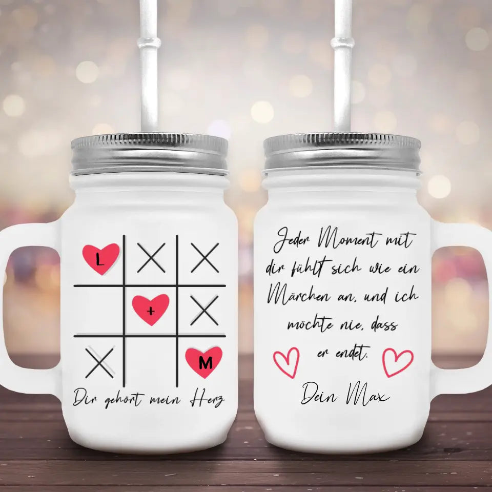 Liebe Tic Tac Toe - Marmeladenglas