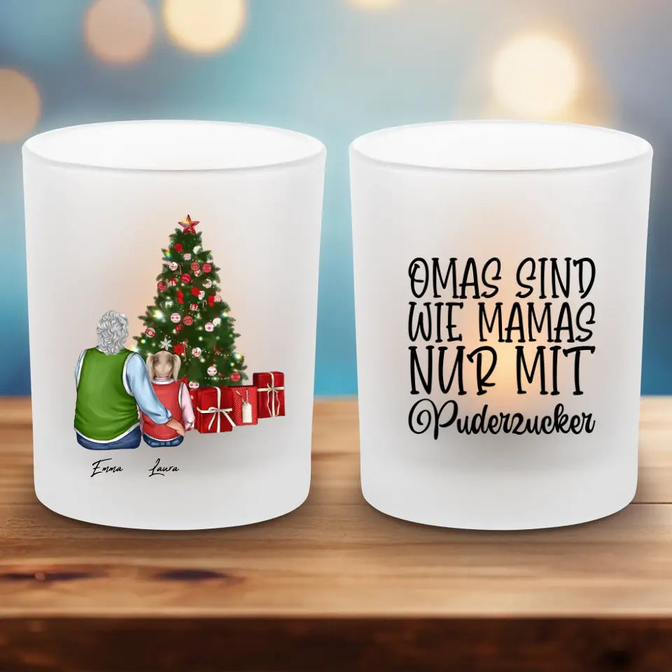 Oma und Enkel Weihnachten - Teelicht satiniert