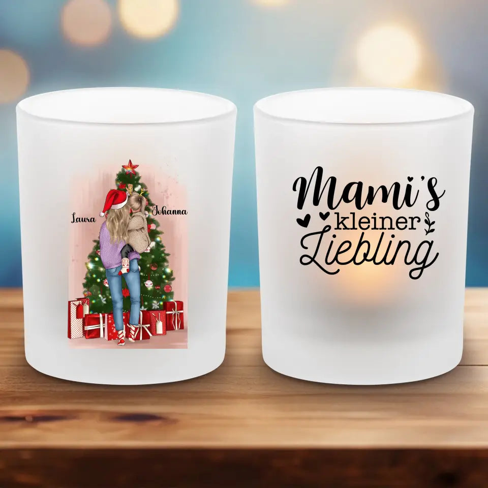 Mutter und Tochter Weihnachten - Teelicht satiniert