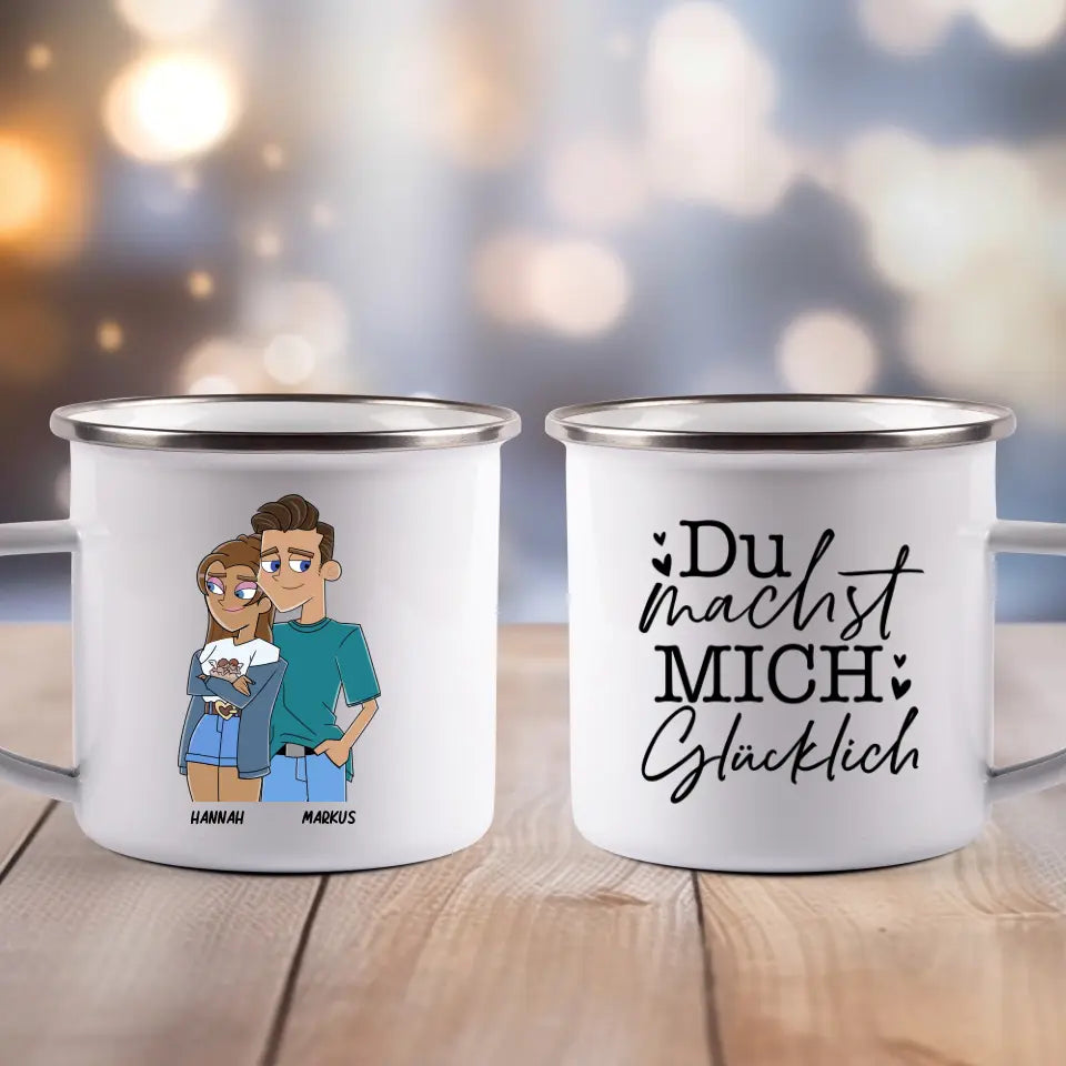 Cartoon Couple - Emaille Tasse