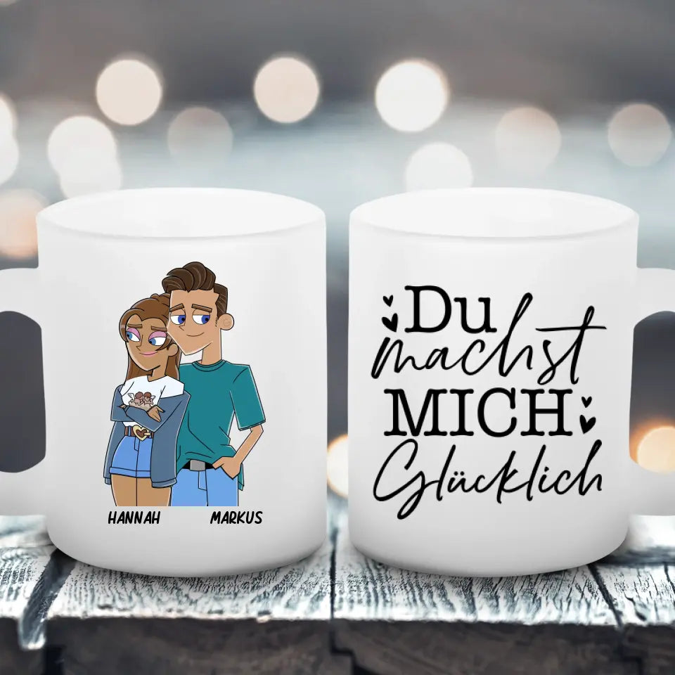 Cartoon Couple 2 - Satinierte Tasse