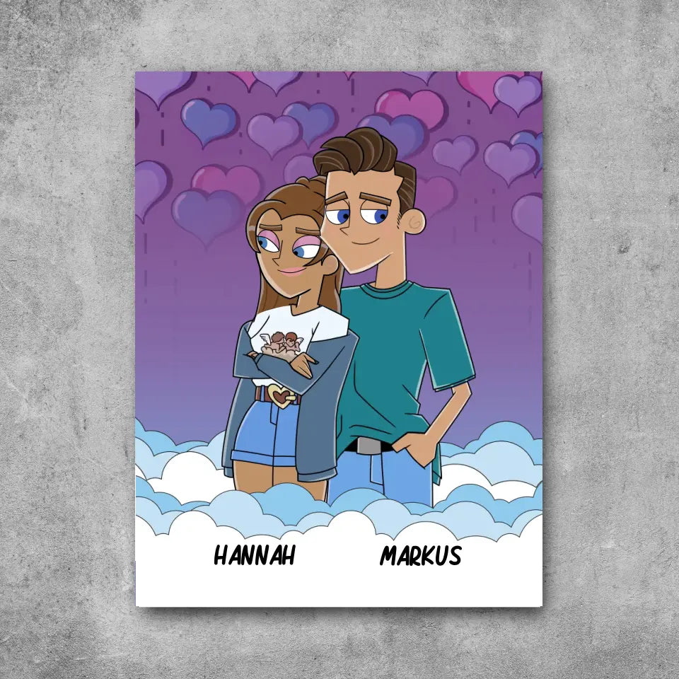 Cartoon Paar - Leinwand