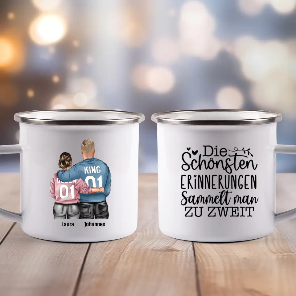 King und Queen Pärchen - Emaille Tasse