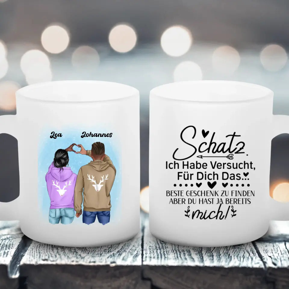 Paar im Winter - Satinierte Tasse