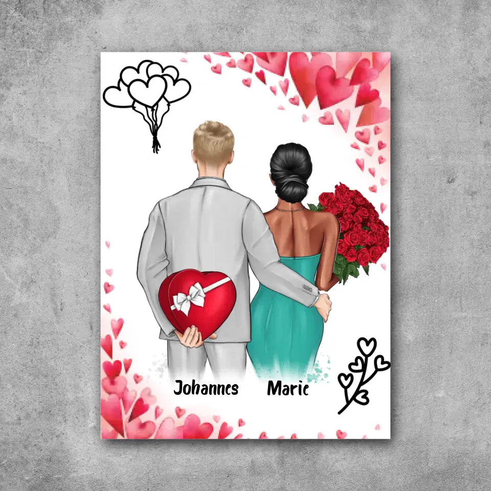 Valentinstag Paar - Leinwand