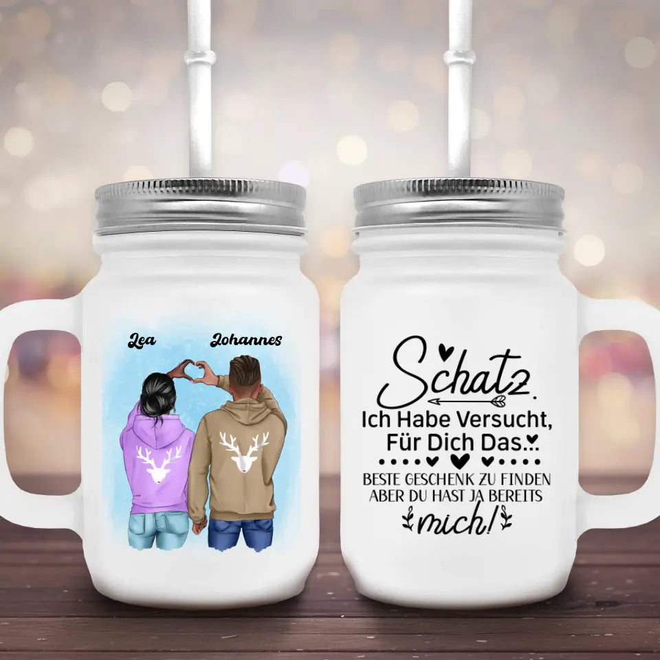 Paar im Winter - Marmeladenglas