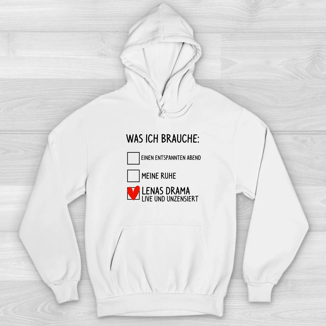 Was ich brauche - Valentinstag Premium Hoodie