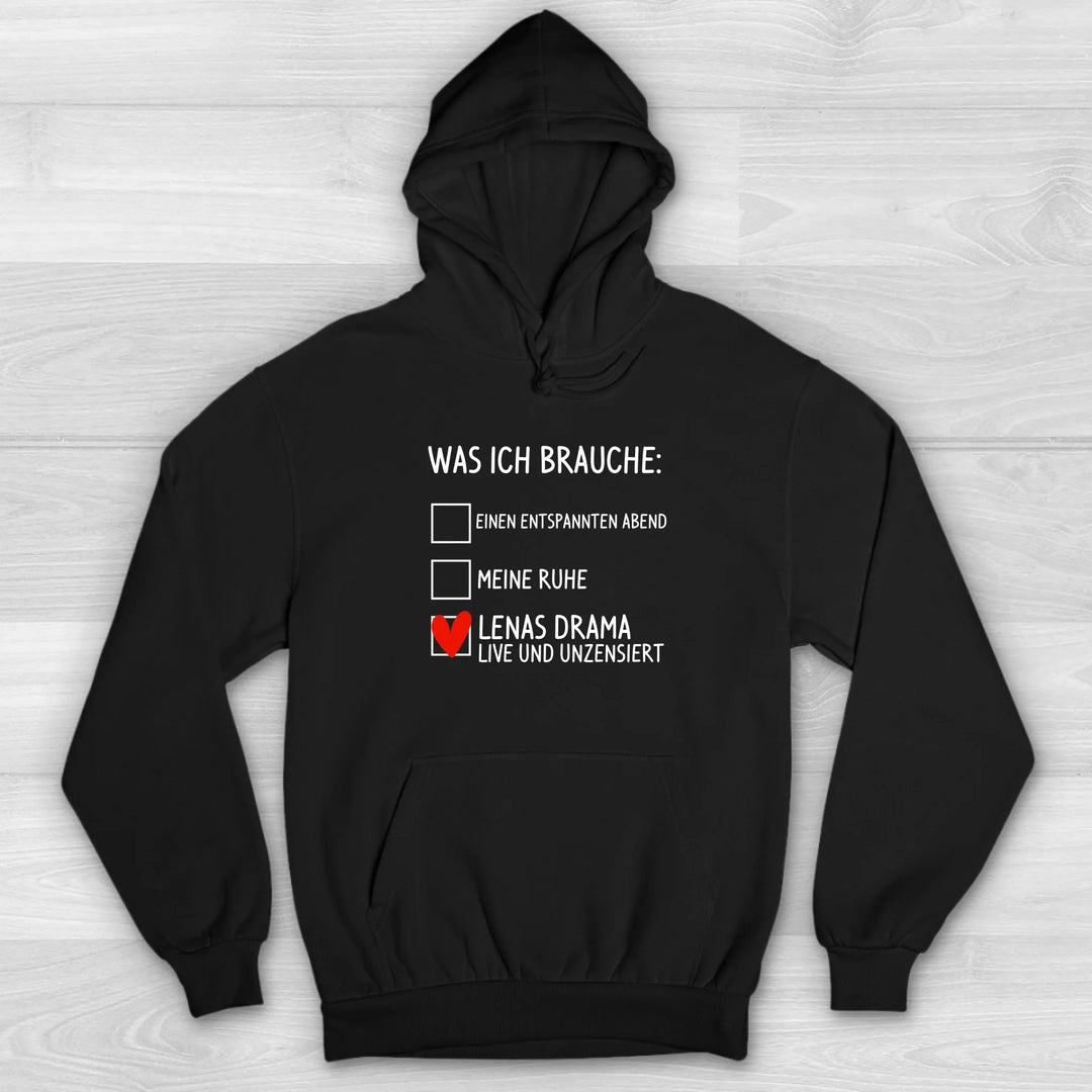 Was ich brauche - Valentinstag Premium Hoodie