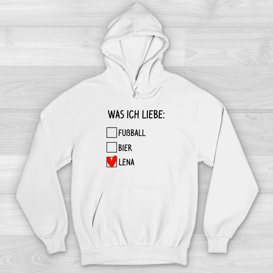 Was ich liebe - Valentinstag Premium Hoodie