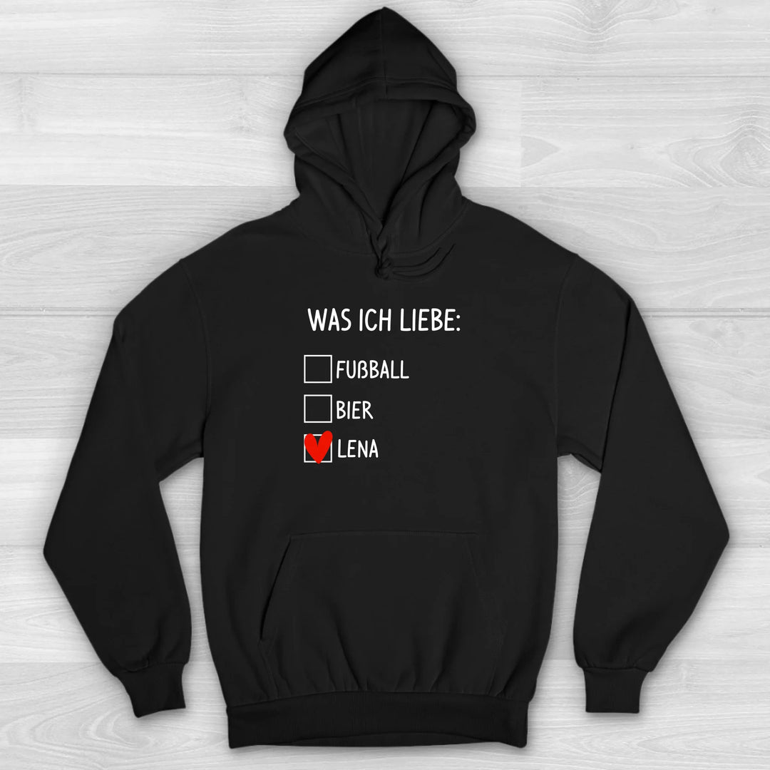 Was ich liebe - Valentinstag Premium Hoodie