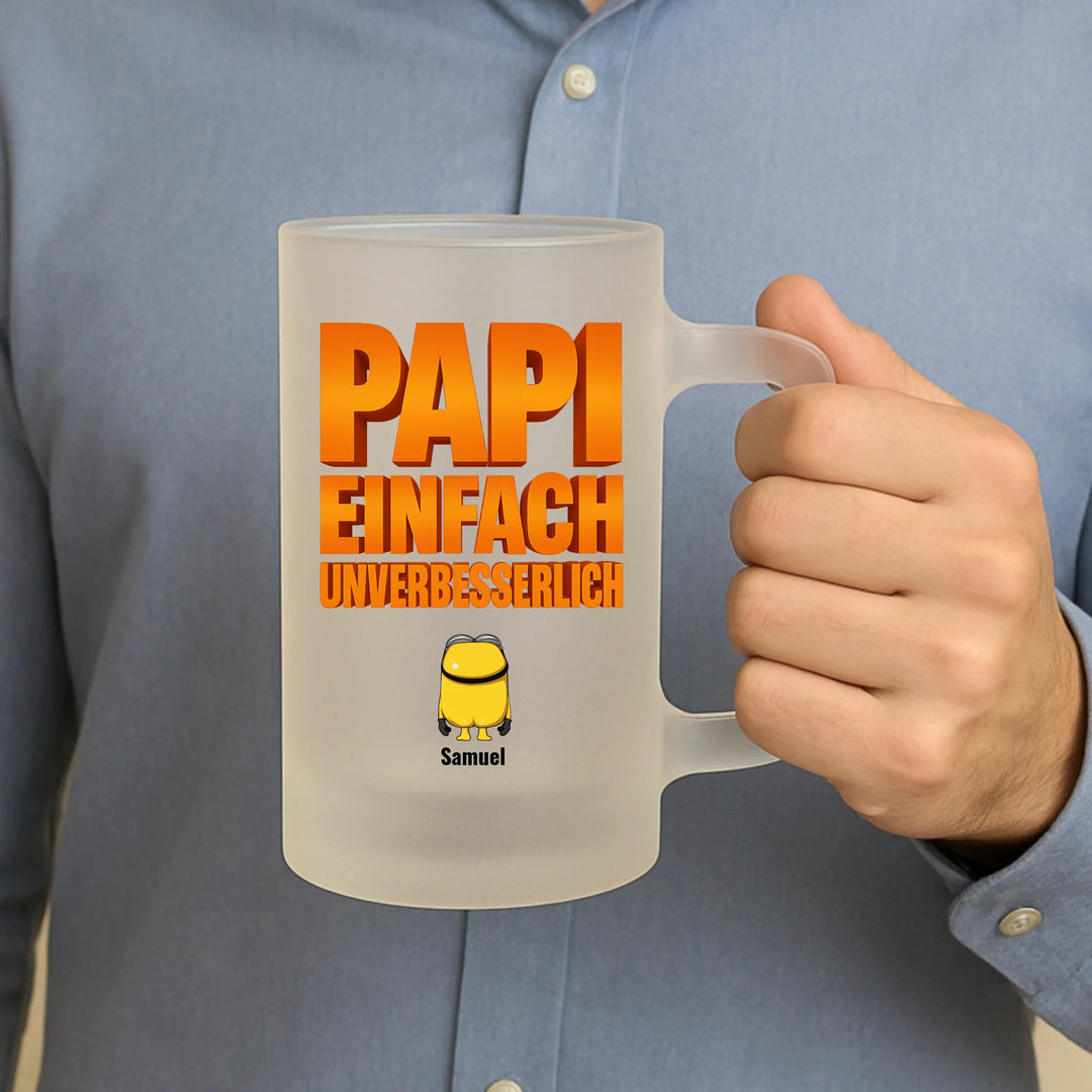Papa unverbesserlich - satiniertes Bierglas