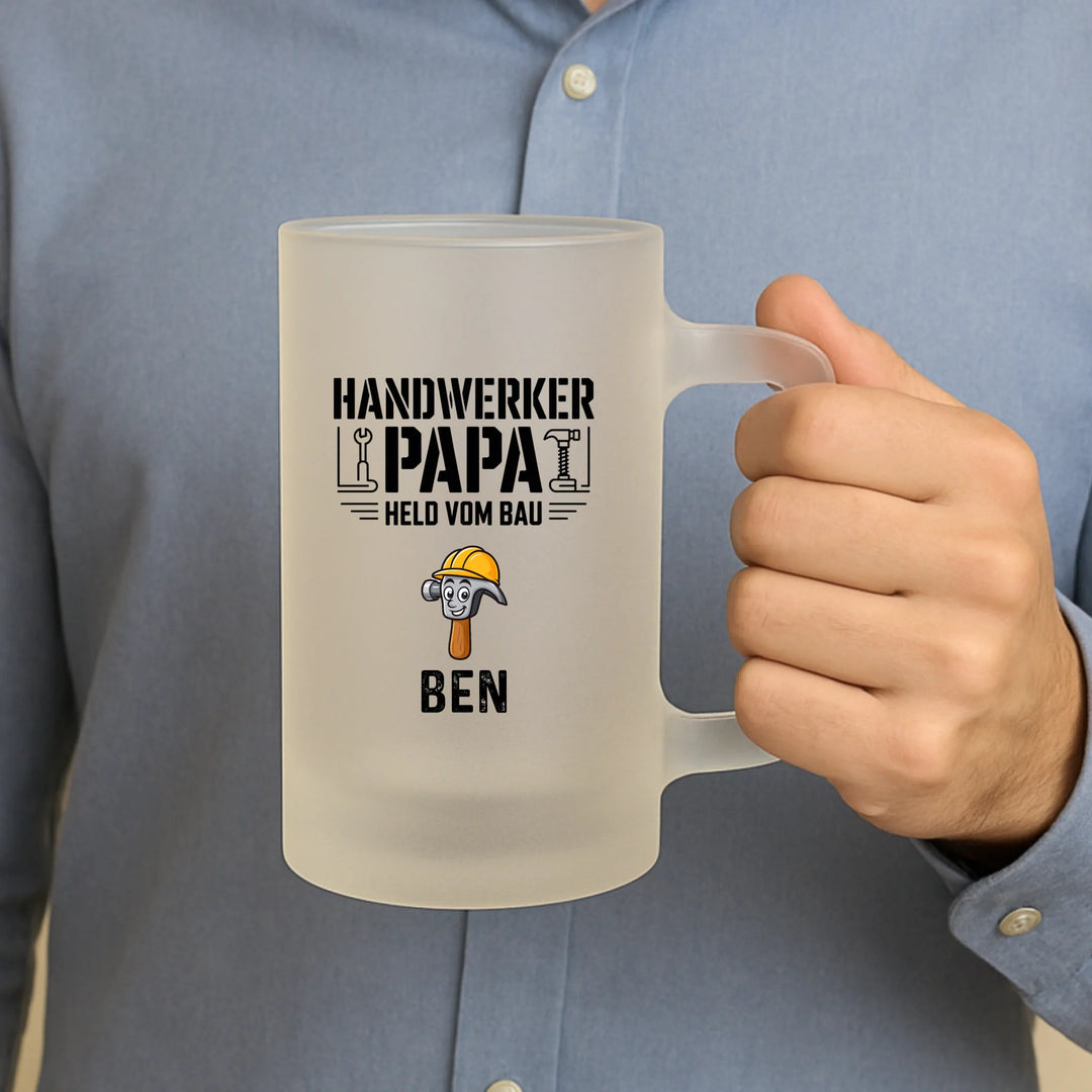 Handwerker Papa - satiniertes Bierglas