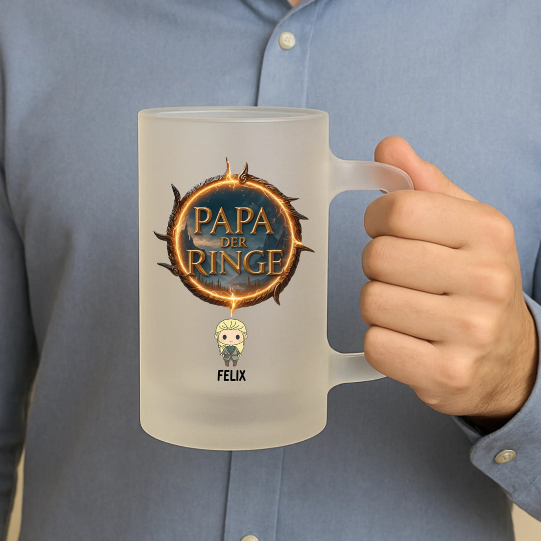 Papa der Ringe - satiniertes Bierglas