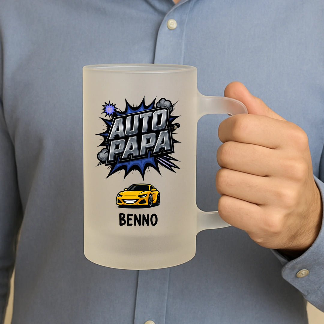 Auto Papa - satiniertes Bierglas