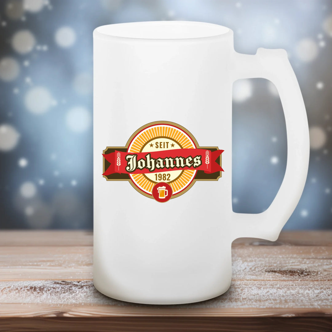 Bier Logo 2 - Satiniertes Bierglas